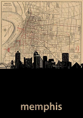 Memphis skyline sepia