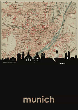 Munich skyline sepia