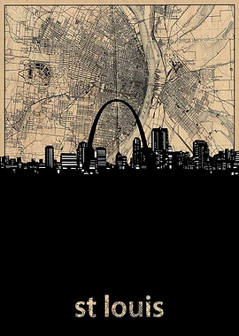 St Louis skyline sepia