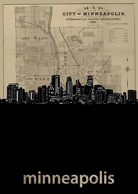 Minneapolis skyline sepia