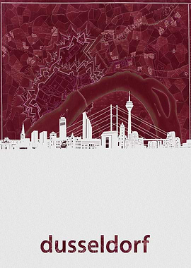 Dusseldorf skyline red