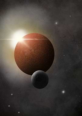 Red Planet with Moon