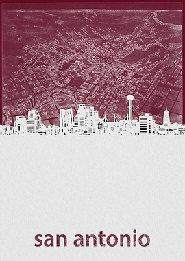 San Antonio skyline red