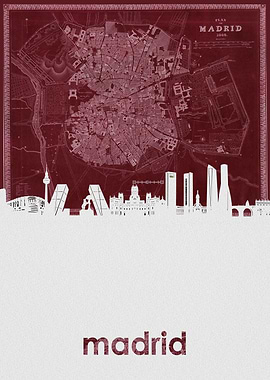 Madrid skyline red