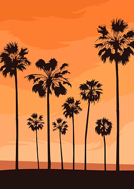 Tropical trees silhouette