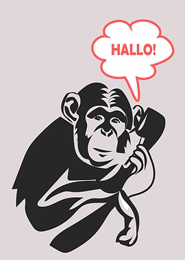 Monkey with telephone