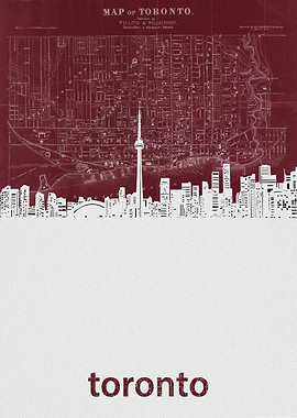 Toronto skyline red