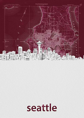 Seattle skyline red