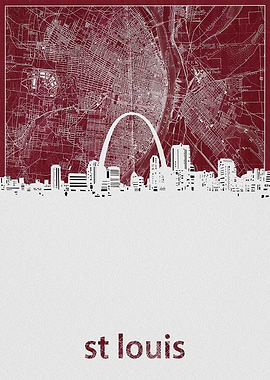 St Louis skyline red