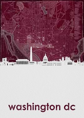 Washington dc skyline red