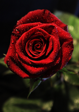 Wet red rose