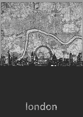 London skyline grey