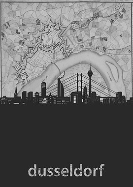 Dusseldorf skyline grey