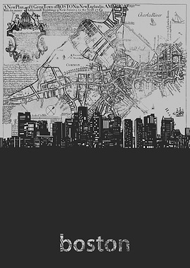 Boston skyline grey