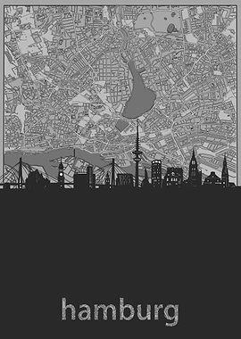 Hamburg skyline grey