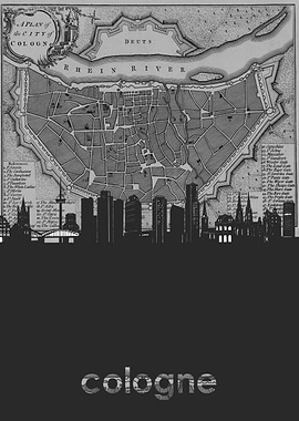Cologne skyline grey