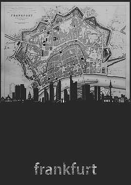 Frankfurt skyline grey