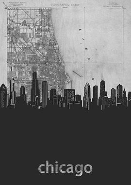 Chicago skyline grey
