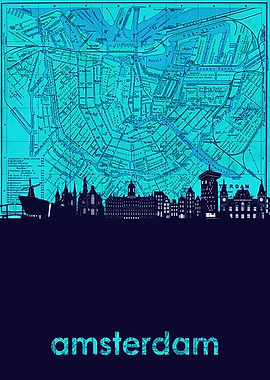 amsterdam skyline turquois