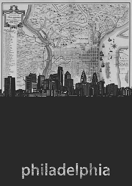 Philadelphia skyline grey