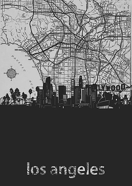 Los Angeles skyline grey