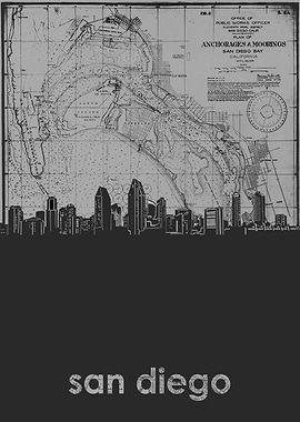 San Diego skyline grey