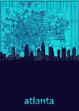 Atlanta skyline turquoise