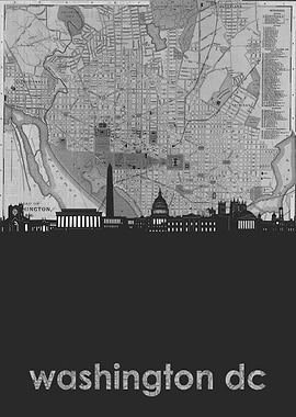 Washington dc skyline grey