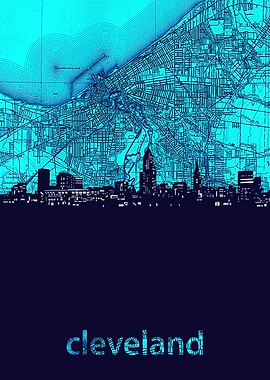 Cleveland skyline turquois