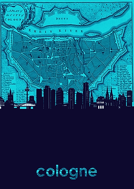 Cologne skyline turquoise