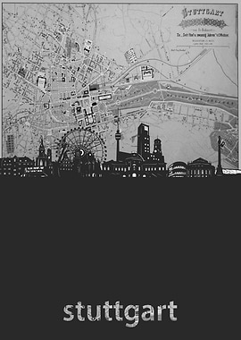 Stuttgart skyline grey
