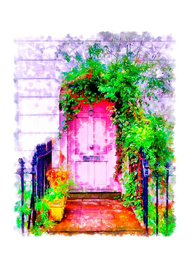 Pink door into the unknown