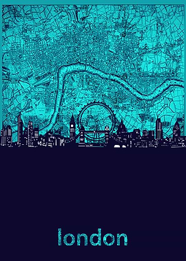 London skyline turquoise
