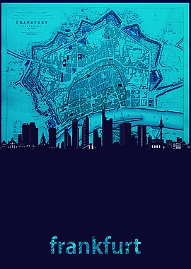 Frankfurt skyline turquois