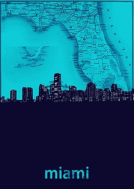 Miami skyline turquoise