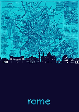 Rome skyline turquoise