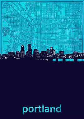 Portland skyline turquoise