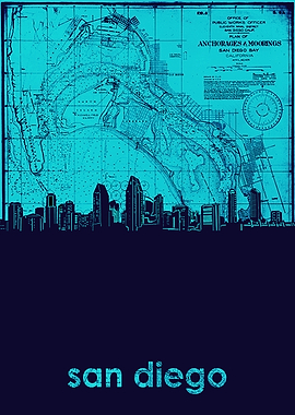 San Diego skyline turquois