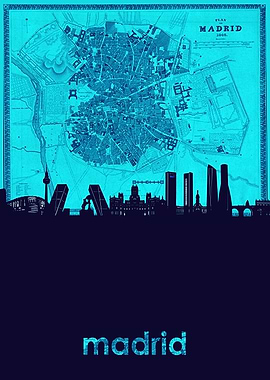 madrid skyline turquoise