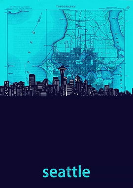 Seattle skyline turquoise