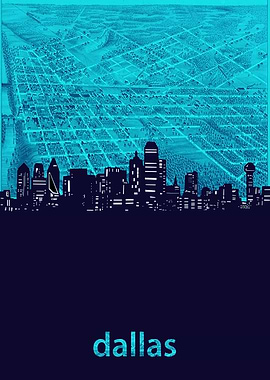 Dallas skyline turquoise