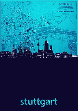 stuttgart skyline turquois