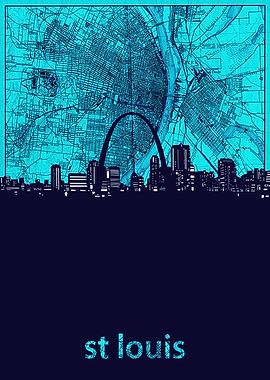 St Louis skyline turquoise