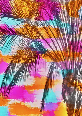 palm tree in pink blue