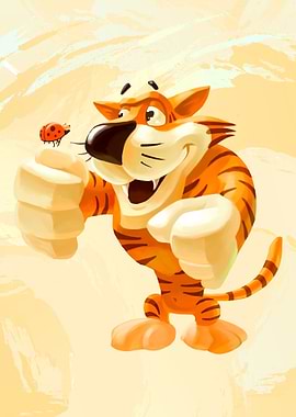 Cute tiger and little lady