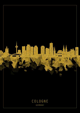 Cologne skyline gold