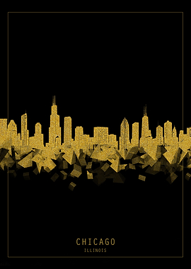 Chicago skyline gold