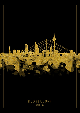 Dusseldorf skyline gold
