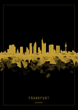 Frankfurt skyline gold