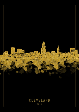 Cleveland skyline gold